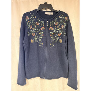 Croft And barrow Zip-up Women's Cardigan Sweater Cottagecore Granny sizes L